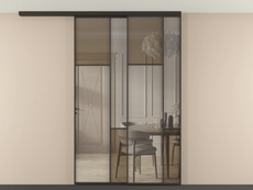 Перегородка Mosaic вдоль стены на потолок 2 створки с синхронным механизмом