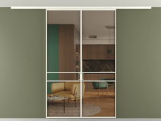 Перегородка Formato вдоль стены на потолок 2 створки