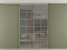 Перегородка Formato вдоль стены на потолок 2 створки с синхронным механизмом