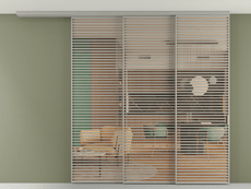 Перегородка Formato вдоль стены на потолок 3 створки с синхронным механизмом