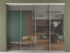 Перегородка Формато внутри проёма 4 створки с синхронным механизмом