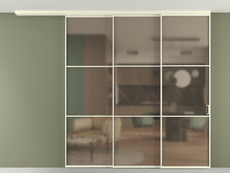 Перегородка Формато вдоль стены на потолок 3 створки с синхронным механизмом