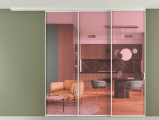 Перегородка Formato вдоль стены на потолок 3 створки с синхронным механизмом