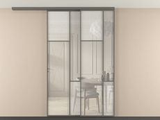 Перегородка Мозаик вдоль стены на потолок 2 створки с синхронным механизмом