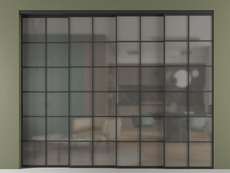 Перегородка Formato внутри проёма 4 створки с синхронным механизмом