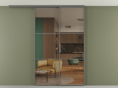 Перегородка Formato вдоль стены на потолок 2 створки с синхронным механизмом