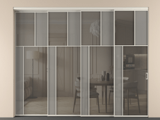 Перегородка Mosaic внутри проёма 4 створки с синхронным механизмом