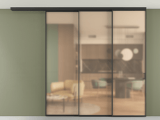 Перегородка Formato вдоль стены на потолок 3 створки с синхронным механизмом