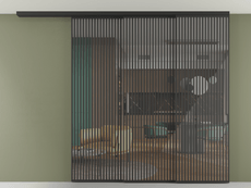 Перегородка Формато вдоль стены на потолок 3 створки с синхронным механизмом