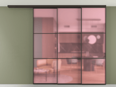 Перегородка Formato вдоль стены на потолок 3 створки с синхронным механизмом