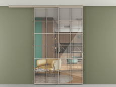 Перегородка Формато вдоль стены на потолок 2 створки с синхронным механизмом