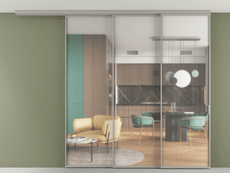 Перегородка Формато вдоль стены на потолок 3 створки с синхронным механизмом