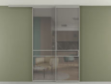 Перегородка Формато вдоль стены на потолок 2 створки с синхронным механизмом