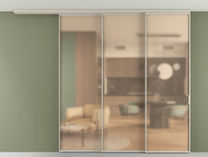 Перегородка Formato вдоль стены на потолок 3 створки с синхронным механизмом