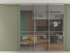 Перегородка Formato вдоль стены на потолок 3 створки с синхронным механизмом