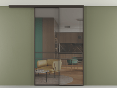 Перегородка Formato вдоль стены на потолок 2 створки с синхронным механизмом