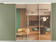 Перегородка Формато вдоль стены на потолок 3 створки с синхронным механизмом