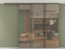 Перегородка Формато вдоль стены на потолок 3 створки с синхронным механизмом