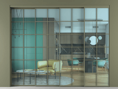 Перегородка Formato внутри проёма 4 створки с синхронным механизмом