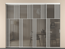 Перегородка Мозаик внутри проёма 4 створки с синхронным механизмом