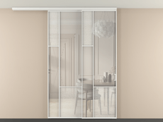 Перегородка Mosaic вдоль стены на потолок 2 створки с синхронным механизмом