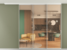 Перегородка Formato вдоль стены на потолок 3 створки с синхронным механизмом