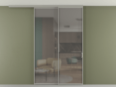 Перегородка Formato вдоль стены на потолок 2 створки с синхронным механизмом