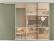 Перегородка Формато вдоль стены на потолок 3 створки с синхронным механизмом