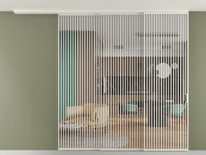 Перегородка Формато вдоль стены на потолок 3 створки с синхронным механизмом