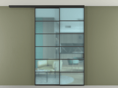 Перегородка Формато вдоль стены на потолок 2 створки с синхронным механизмом