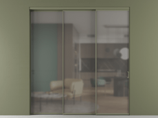 Перегородка Formato внутри проёма 3 створки с синхронным механизмом