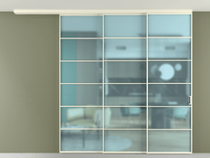 Перегородка Формато вдоль стены на потолок 3 створки с синхронным механизмом