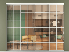 Перегородка Формато внутри проёма 4 створки с синхронным механизмом