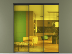 Перегородка Formato внутри проёма 3 створки с синхронным механизмом