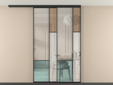 Перегородка Mosaic вдоль стены на потолок 2 створки с синхронным механизмом