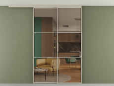 Перегородка Формато вдоль стены на потолок 2 створки с синхронным механизмом