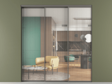 Перегородка Формато внутри проёма 3 створки с синхронным механизмом