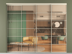 Перегородка Формато внутри проёма 4 створки с синхронным механизмом