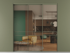 Перегородка Формато внутри проёма 3 створки с синхронным механизмом