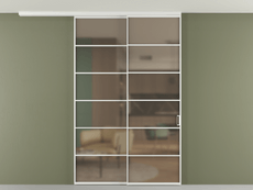 Перегородка Формато вдоль стены на потолок 2 створки с синхронным механизмом