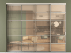 Перегородка Formato внутри проёма 4 створки с синхронным механизмом