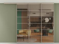 Перегородка Формато вдоль стены на потолок 3 створки с синхронным механизмом