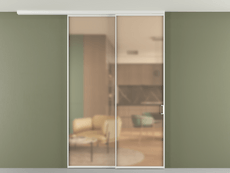 Перегородка Формато вдоль стены на потолок 2 створки с синхронным механизмом