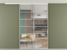 Перегородка Формато вдоль стены на потолок 2 створки с синхронным механизмом