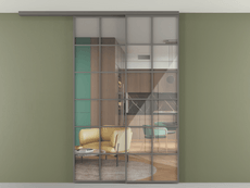 Перегородка Формато вдоль стены на потолок 2 створки с синхронным механизмом