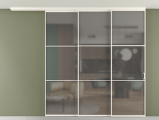 Перегородка Формато вдоль стены на потолок 3 створки с синхронным механизмом