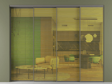 Перегородка Formato внутри проёма 4 створки с синхронным механизмом