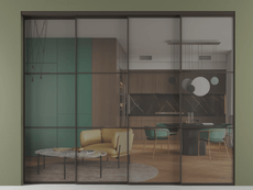 Перегородка Formato внутри проёма 4 створки с синхронным механизмом