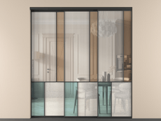 Перегородка Мозаик внутри проёма 3 створки с синхронным механизмом