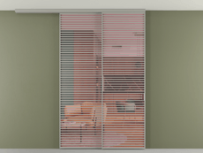 Перегородка Formato вдоль стены на потолок 2 створки с синхронным механизмом